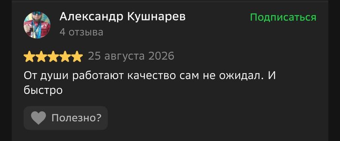Отзыв клиента Александра Кушнарева на платформе 2ГИС, 5 звёзд